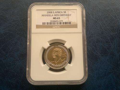 MINT STATE: 1 X MANDELA 2008 BIRTHDAY R5 COIN: MS 65 @ R149.99!!! NGC!!!