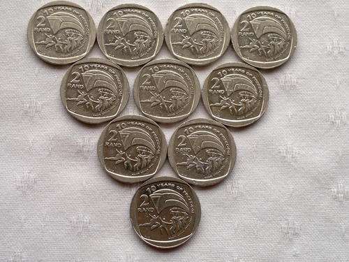 10 X Rare 2004 10 Years of Freedom R2.00 Coin!!! Have A Look, It's Worth It!!!
