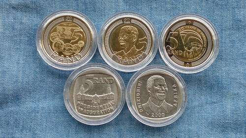 Mandela R5.00 The Awesome Fivesome: 1994, 2000, 2008, 2011 & 2014  R5.00 Coins In Capsules!!!