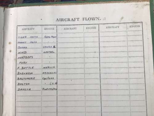 SAAF PILOT WW2 logbook.