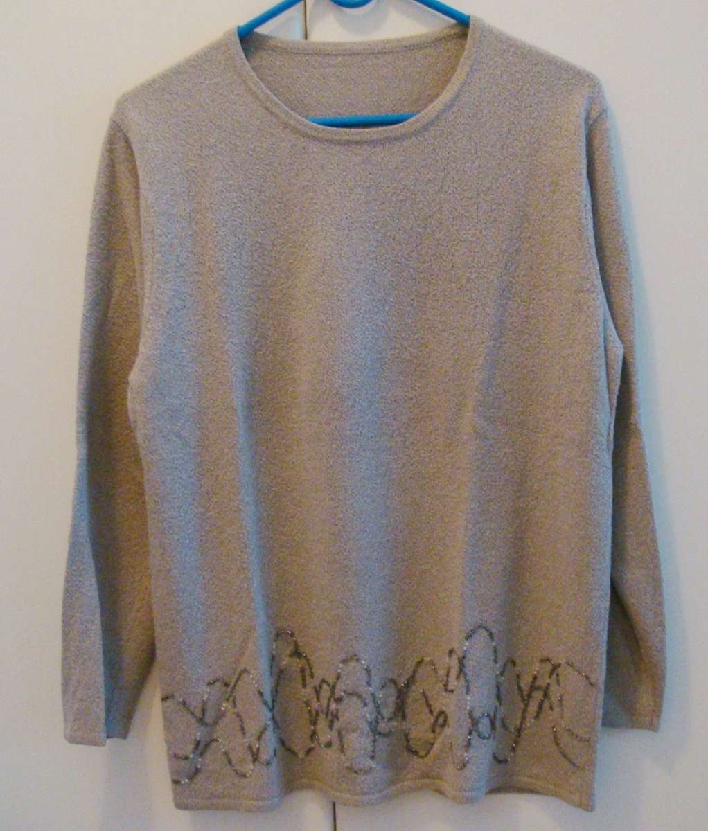 Ladies   Jersey  -   Size  medium  -   Light Grey with beading at the bottom.