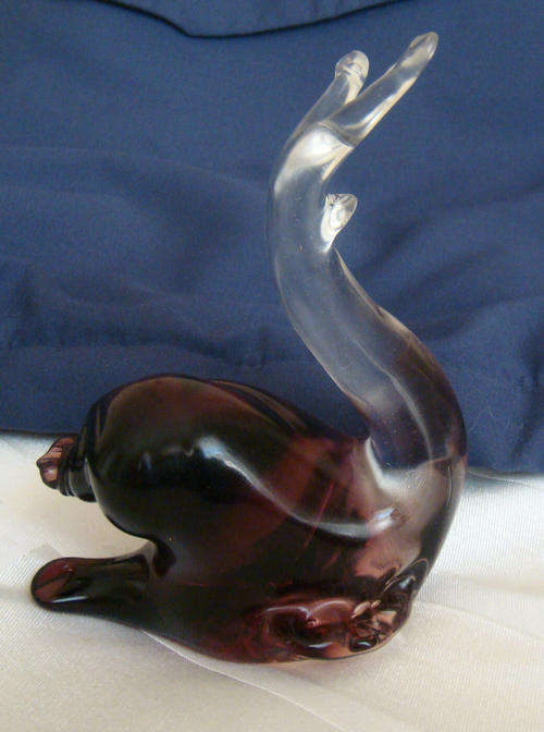Blown Glass Snail.  In clear glass and Burgandy.
