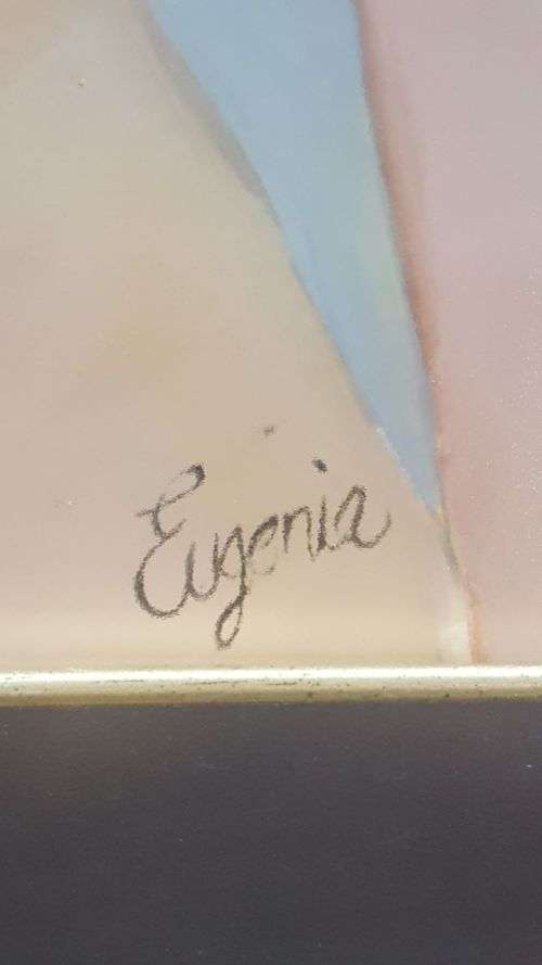 Framed Eugenia oil on board 610 x 440