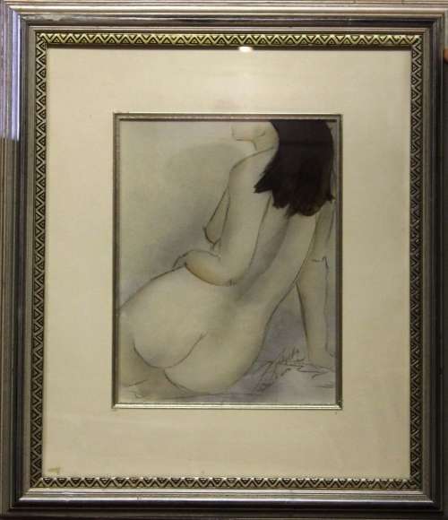 Framed painting - `The Nude woman` - Size incl frame - 63.5cm x 55.5cm