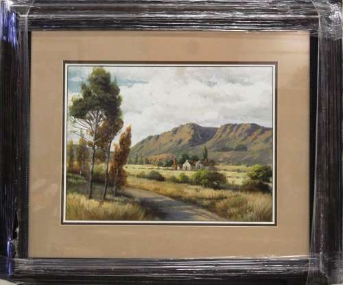 Framed painting - "The Farm House" - artist FA Scotty