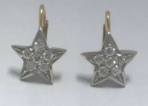 Leverback Diamond Star  Earrings