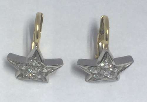 Leverback Diamond Star  Earrings