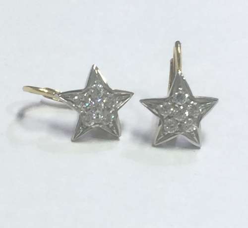 Leverback Diamond Star  Earrings