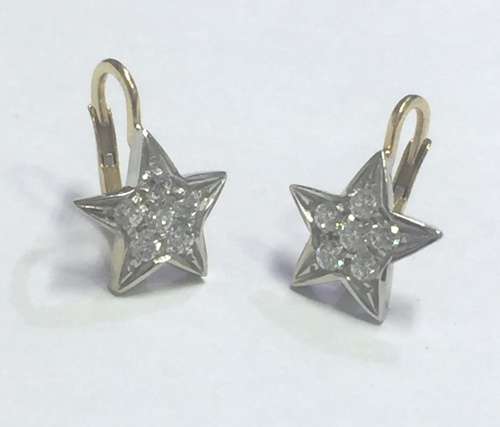 Leverback Diamond Star  Earrings