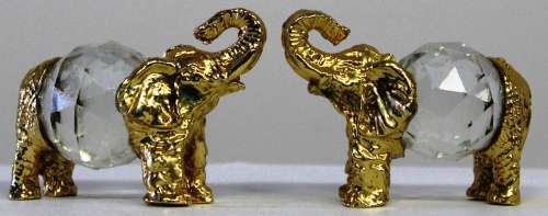 Glass-ball pair of Elephants figures