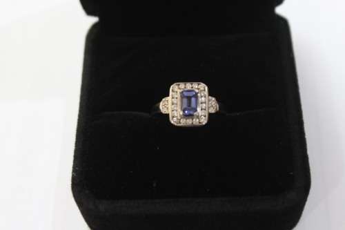 White gold Tanzanite and diamond ring