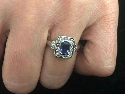 White gold Tanzanite and diamond ring