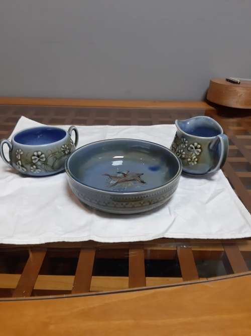 Porcelain milk jug, sugar bowl and cereal bowl - made in Ireland