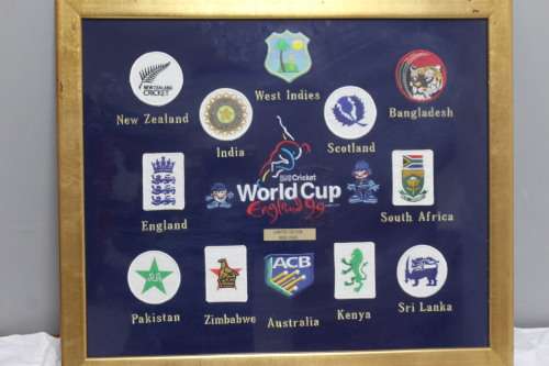Framed World Cup ICC Cricket England 1999 Team Badges - LTD Edition 1000/2000