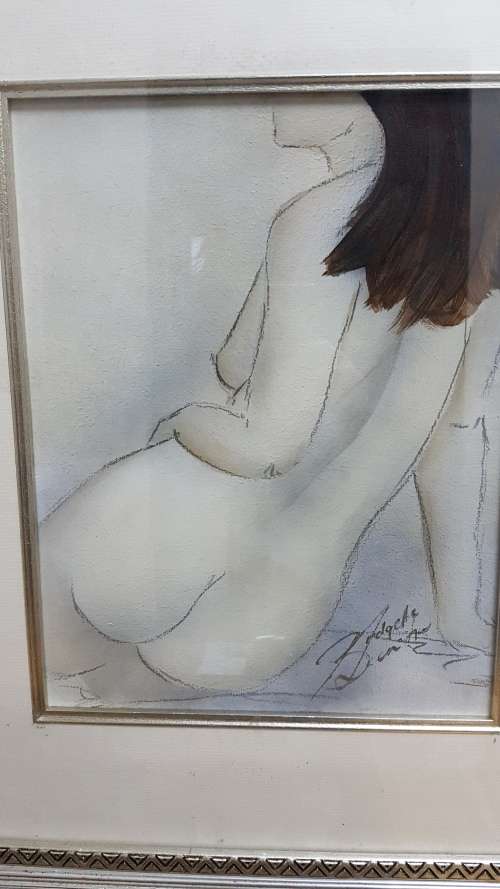 Framed painting - `The Nude woman` - Size incl frame - 63.5cm x 55.5cm