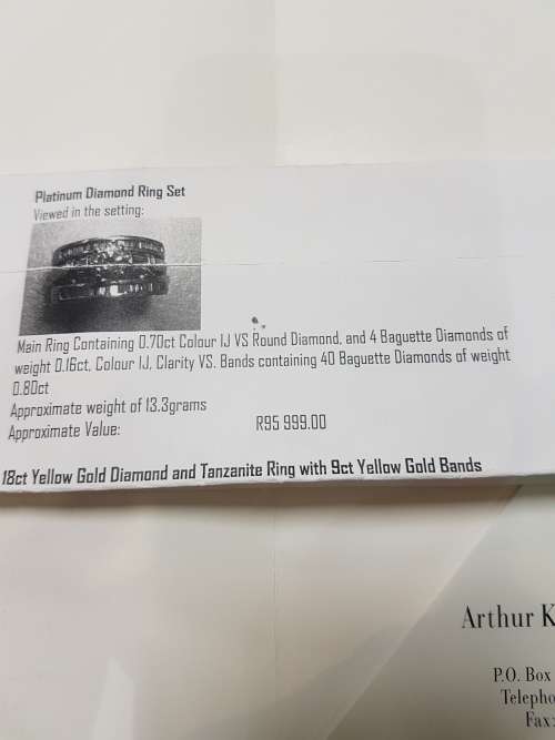 Platinum (10 grams) diamond engagement ring c/w 1/2 eternity band to match and valuation cert