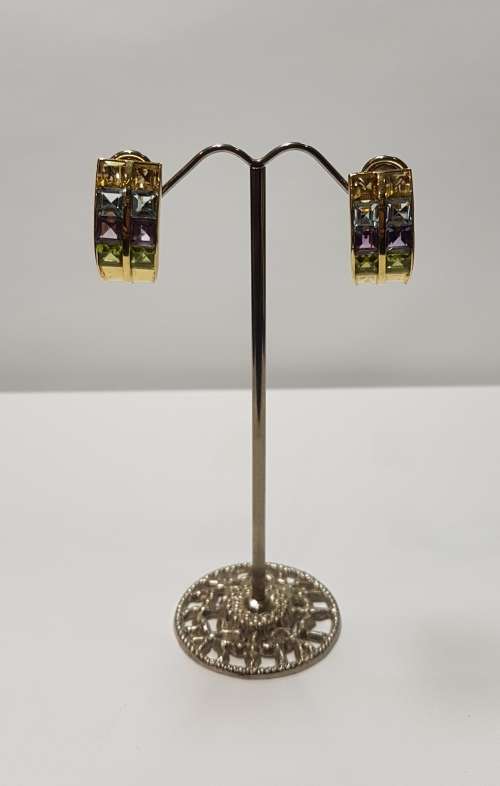 18ct (47.7 grams) Yellow gold and semi precious stones necklace & earring set