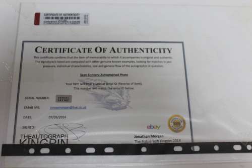 Original - 1st James Bond film - Dr. No, Autographed by Sean Connery - full certification