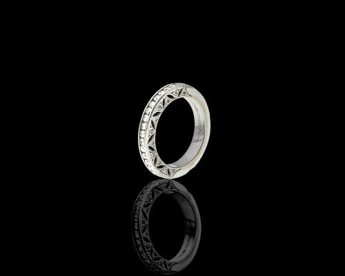 5.3 grams 18 carat White Gold Browns Vintage Half Diamond Eternity Band