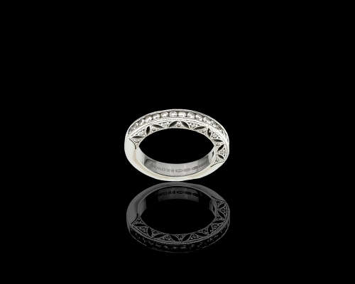 5.3 grams 18 carat White Gold Browns Vintage Half Diamond Eternity Band