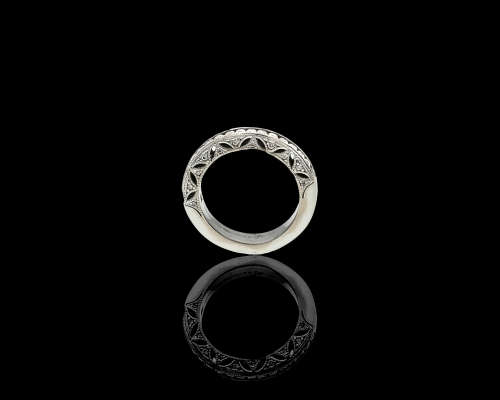 5.3 grams 18 carat White Gold Browns Vintage Half Diamond Eternity Band