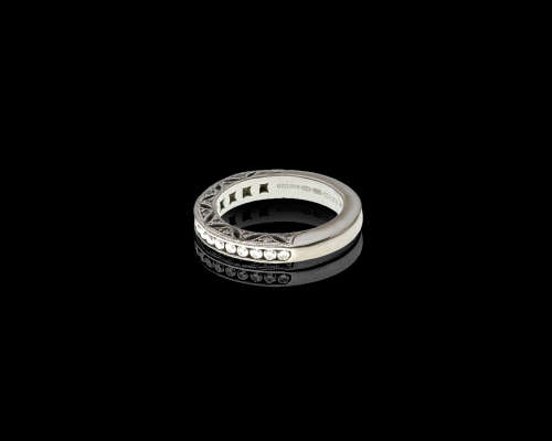 5.3 grams 18 carat White Gold Browns Vintage Half Diamond Eternity Band