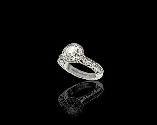 6.3 grams 18 carat White and Yellow Gold Browns Vintage Diamond Ring - with certification