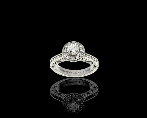 6.3 grams 18 carat White and Yellow Gold Browns Vintage Diamond Ring - with certification