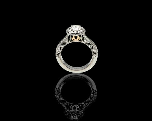 6.3 grams 18 carat White and Yellow Gold Browns Vintage Diamond Ring - with certification