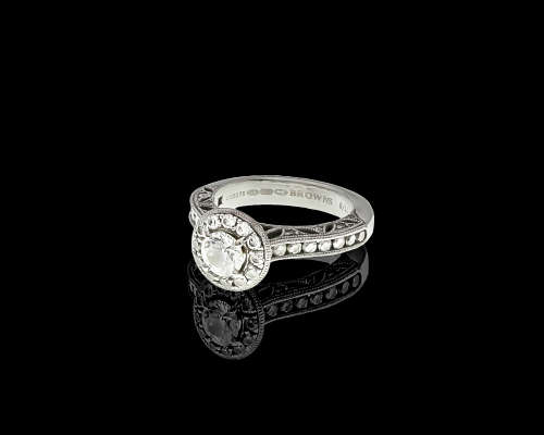 6.3 grams 18 carat White and Yellow Gold Browns Vintage Diamond Ring - with certification