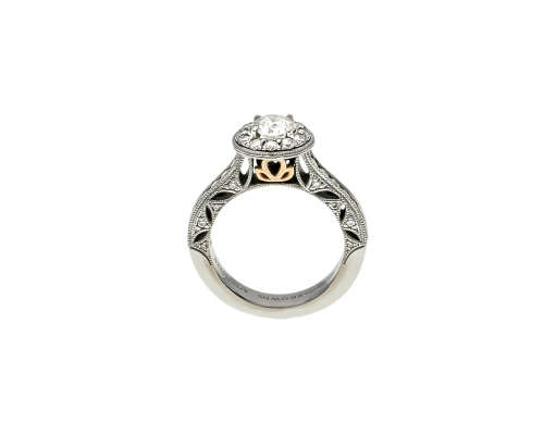 6.3 grams 18 carat White and Yellow Gold Browns Vintage Diamond Ring - with certification