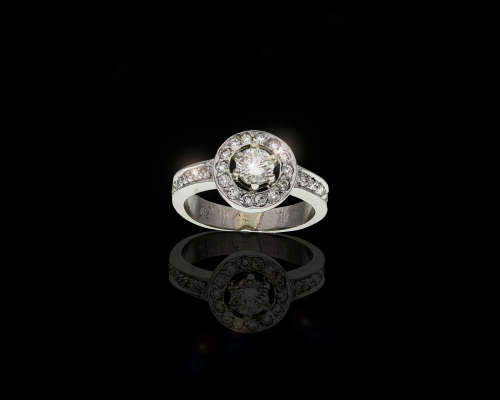 6.1gr Platinum,  0.36ct Round Brilliant Diamond J VVS2 Ring with GIA cert