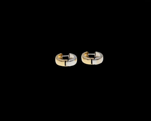 1.7 grams 9 carat Two Tone Gold Huggies Earrings