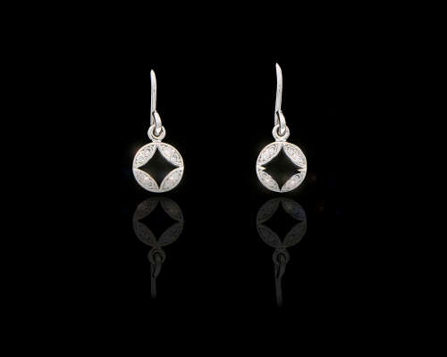 1.2 grams 18 carat White Gold Diamond Hook-in Earrings