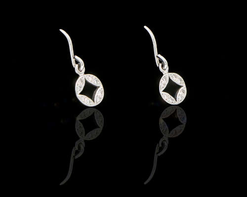 1.2 grams 18 carat White Gold Diamond Hook-in Earrings