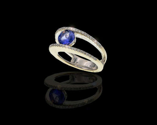 8.3 grams 18 carat White Gold Shimasky Tanzanite and Diamond  Ring