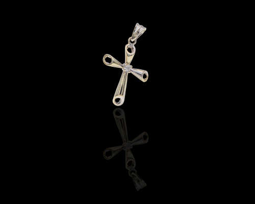 1.4 grams 9 carat White Gold Diamond Cross Pendant