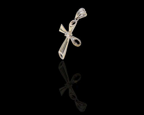 1.4 grams 9 carat White Gold Diamond Cross Pendant