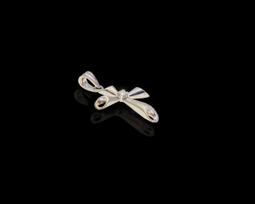 1.4 grams 9 carat White Gold Diamond Cross Pendant