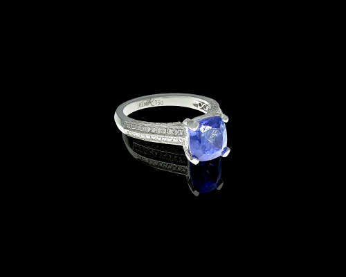 5gr 18ct White Gold, Tanzanite and Diamond Cocktail Ring