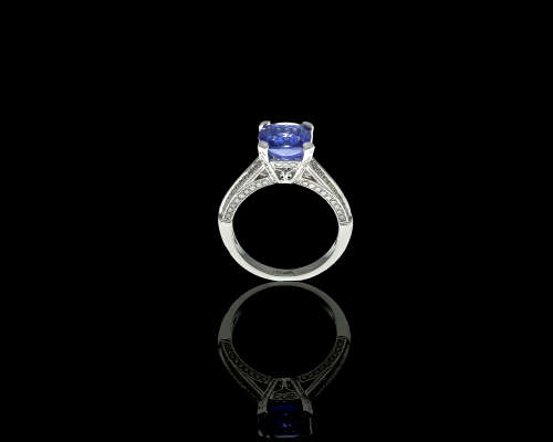 5gr 18ct White Gold, Tanzanite and Diamond Cocktail Ring