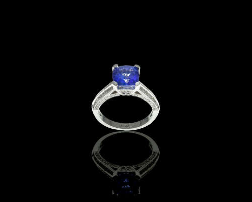 5gr 18ct White Gold, Tanzanite and Diamond Cocktail Ring