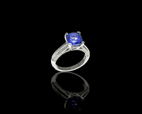 5gr 18ct White Gold, Tanzanite and Diamond Cocktail Ring