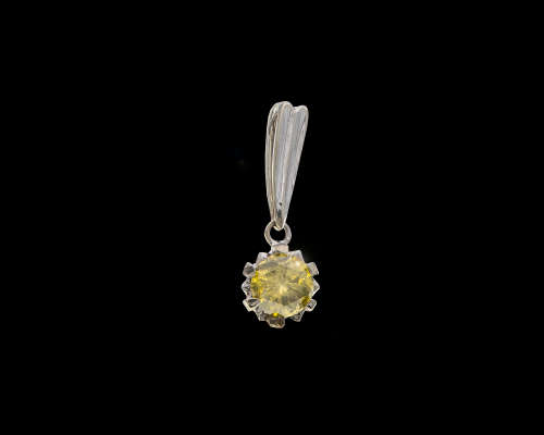 1.8gr , 18ct White Gold 0.95ct Round Brillant Fancy Yellow Diamond Pendant