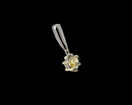 1.8gr , 18ct White Gold 0.95ct Round Brillant Fancy Yellow Diamond Pendant