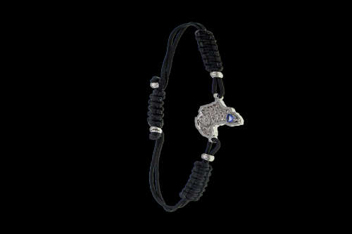 7.3 grams 9 carat White Gold Tanzanite Pendant on a black adjustable cord Bracelet