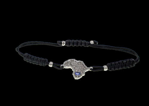 7.3 grams 9 carat White Gold Tanzanite Pendant on a black adjustable cord Bracelet