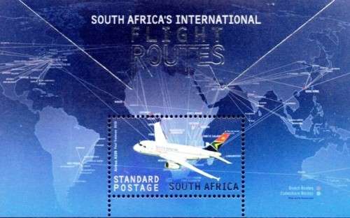South Africa - 2016 SAA International Flight Routes MS MNH