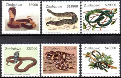 Zimbabwe - 2005 Snakes Set MNH SG 1160-1165