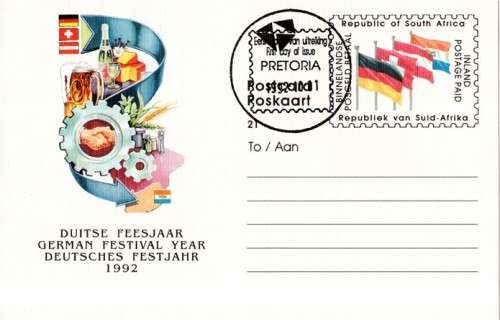 South Africa - 1992 Inland Postcard #21 German Festival Year Cancelled